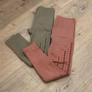 Trendy Olive and Rust Leggings